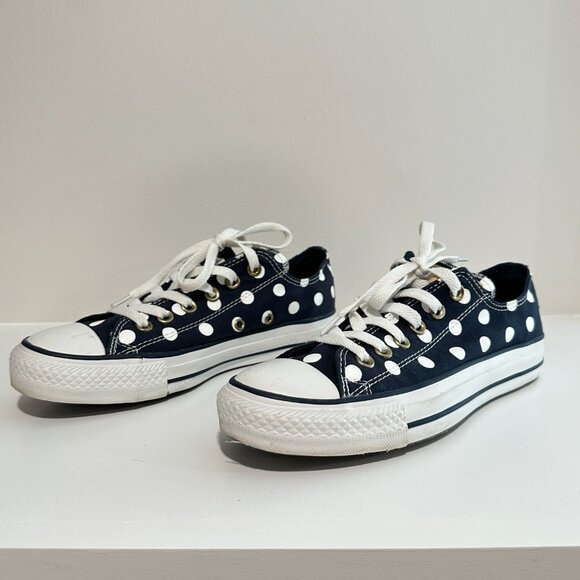 Converse Chuck Taylor All Star Low Top Navy Polka Dot Sneakers Womens Size 7 - Picture 3 of 12